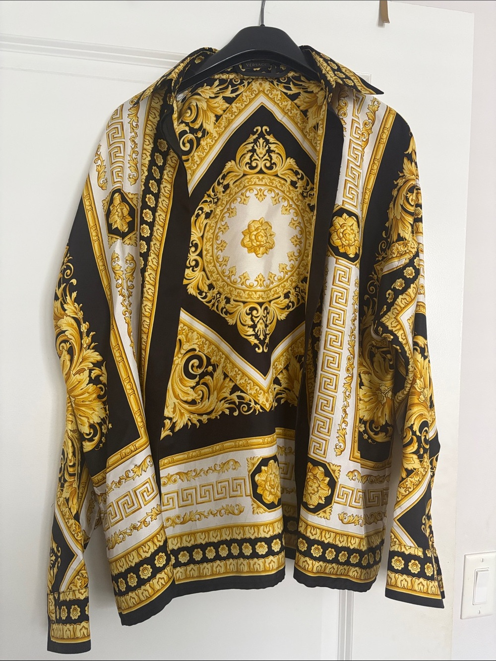 Vintage Versace silk shirt with garment bag.